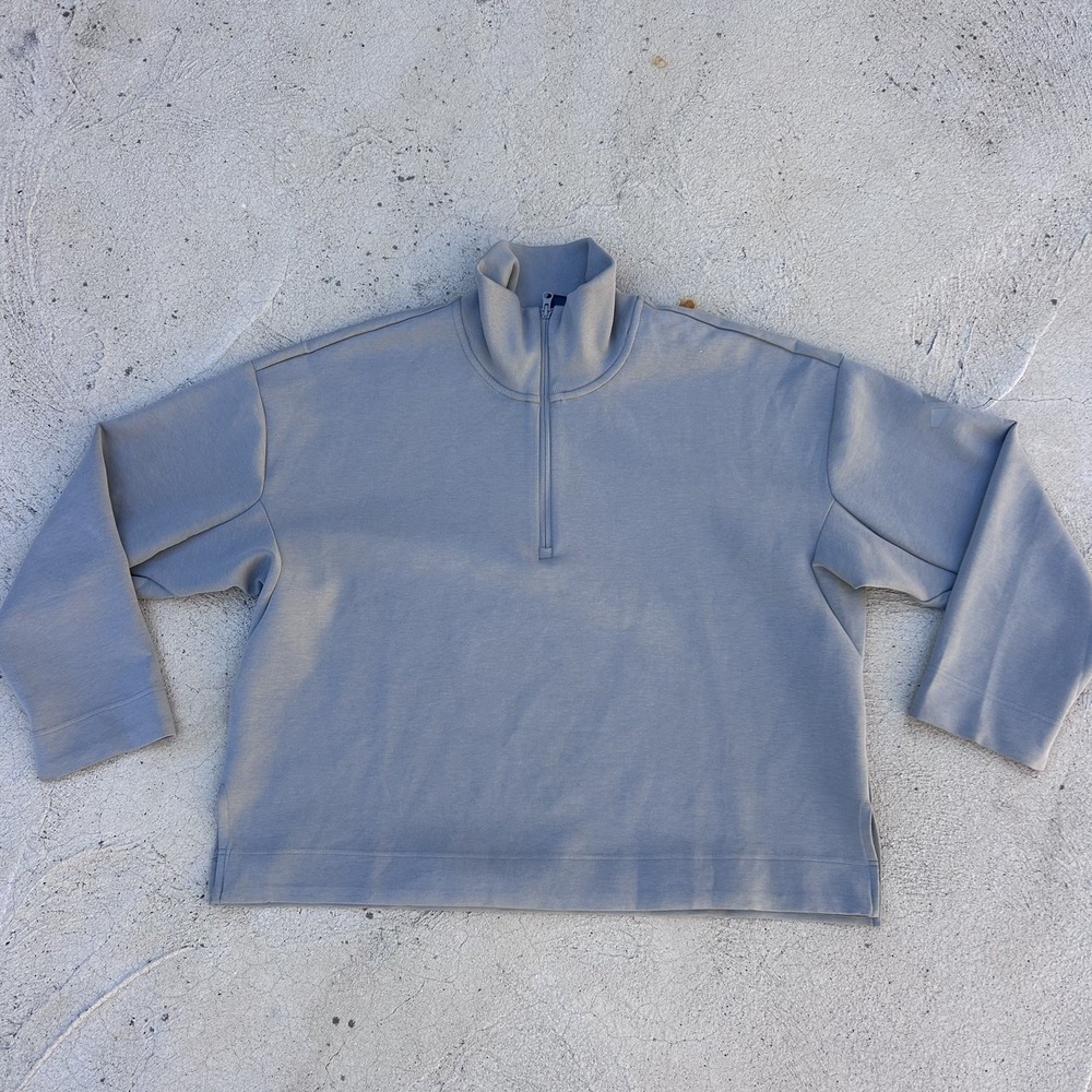 ADIDAS WOMENS ALL SZN SOFT LUX QUARTER ZIP SWEATSHIRT SIZE XL SILVER‎ PEBBLE
